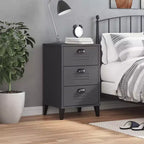 Table de Chevet D'Appoint, Meuble de Chambre, Bois d'Ingénierie, Blanc Gris Anthracite