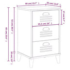 Table de Chevet D'Appoint, Meuble de Chambre, Bois d'Ingénierie, Blanc Gris Anthracite