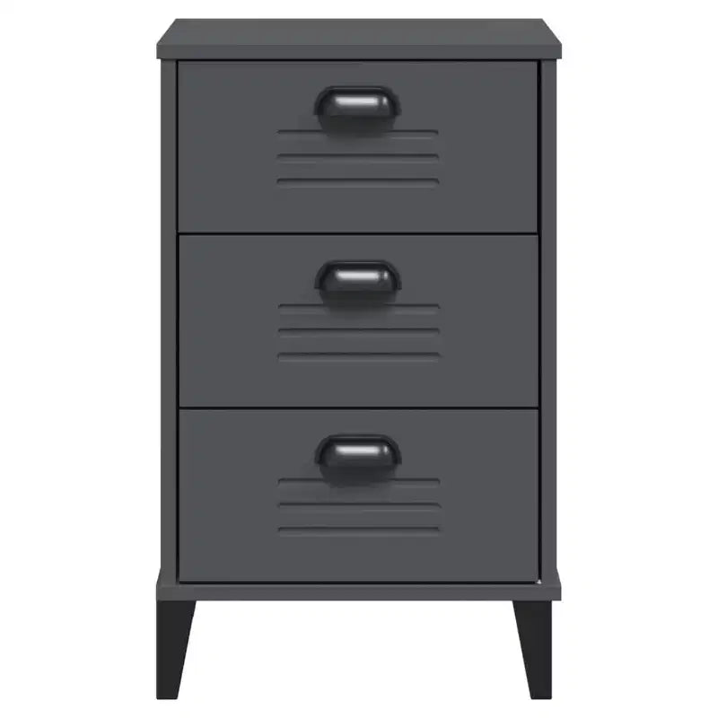 Table de Chevet D'Appoint, Meuble de Chambre, Bois d'Ingénierie, Blanc Gris Anthracite