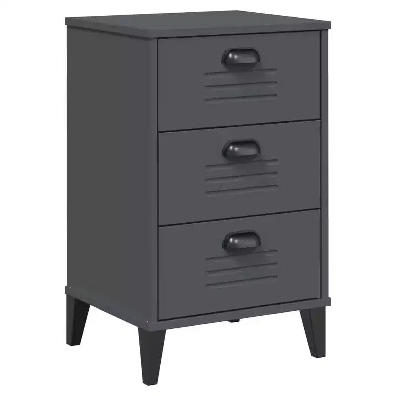 Table de Chevet D'Appoint, Meuble de Chambre, Bois d'Ingénierie, Blanc Gris Anthracite