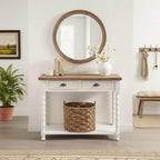 Console avec Rangement, 40x14x33, Blanc