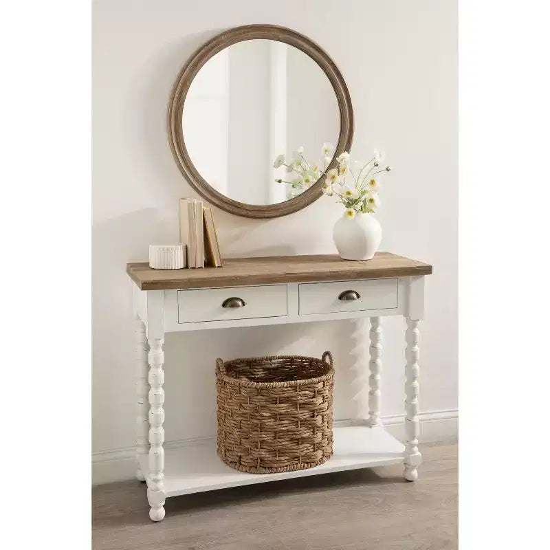 Console avec Rangement, 40x14x33, Blanc