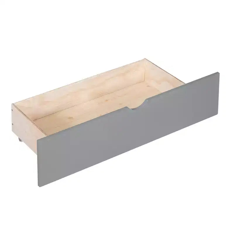 Lit superposé double sur double/double sur grand avec 2 tiroirs et une armoire à plusieurs niveaux, blanc/gris