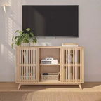Bahut Mid-Century Moderne en Bois Massif avec 2 Portes, Meuble TV 49" pour Salon