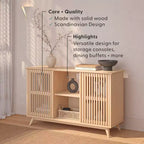 Bahut Mid-Century Moderne en Bois Massif avec 2 Portes, Meuble TV 49" pour Salon