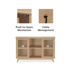 Bahut Mid-Century Moderne en Bois Massif avec 2 Portes, Meuble TV 49" pour Salon