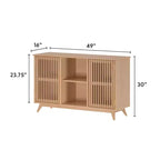 Bahut Mid-Century Moderne en Bois Massif avec 2 Portes, Meuble TV 49" pour Salon