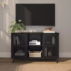 Bahut Mid-Century Moderne en Bois Massif avec 2 Portes, Meuble TV 49" pour Salon