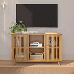 Bahut Mid-Century Moderne en Bois Massif avec 2 Portes, Meuble TV 49" pour Salon