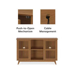 Bahut Mid-Century Moderne en Bois Massif avec 2 Portes, Meuble TV 49" pour Salon