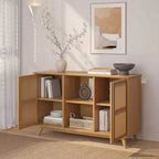 Bahut Mid-Century Moderne en Bois Massif avec 2 Portes, Meuble TV 49" pour Salon