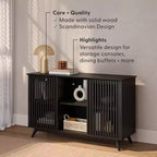 Bahut Mid-Century Moderne en Bois Massif avec 2 Portes, Meuble TV 49" pour Salon