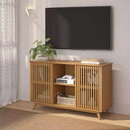 Bahut Mid-Century Moderne en Bois Massif avec 2 Portes, Meuble TV 49" pour Salon