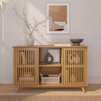 Bahut Mid-Century Moderne en Bois Massif avec 2 Portes, Meuble TV 49" pour Salon