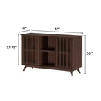 Bahut Mid-Century Moderne en Bois Massif avec 2 Portes, Meuble TV 49" pour Salon