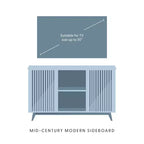 Bahut Mid-Century Moderne en Bois Massif avec 2 Portes, Meuble TV 49" pour Salon