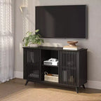 Bahut Mid-Century Moderne en Bois Massif avec 2 Portes, Meuble TV 49" pour Salon