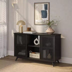 Bahut Mid-Century Moderne en Bois Massif avec 2 Portes, Meuble TV 49" pour Salon