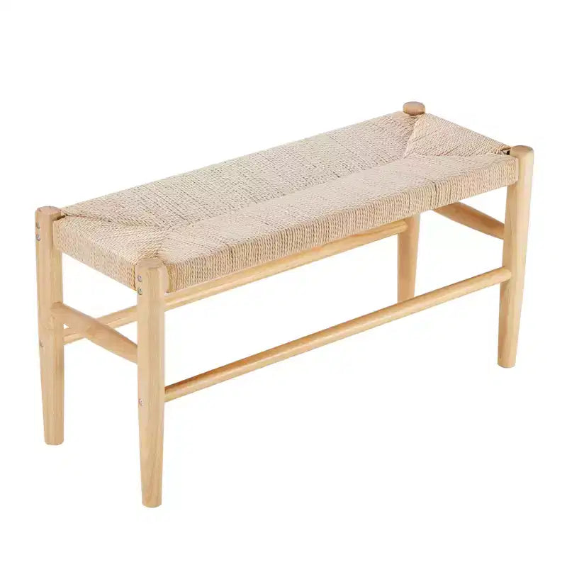 VEVOR Rattan Bench, 31.5 Wooden Rattan Bench, Entrywway Bench with Oak Wood Legs, Bedroom End of Bed Boho Bench with Hand Woven Rattan