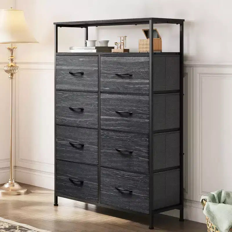 Commode en tissu à 8 tiroirs, tour de rangement haute pour chambre, placard, salon, couloir