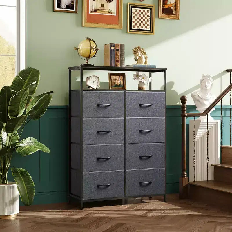 Commode en tissu à 8 tiroirs, tour de rangement haute pour chambre, placard, salon, couloir