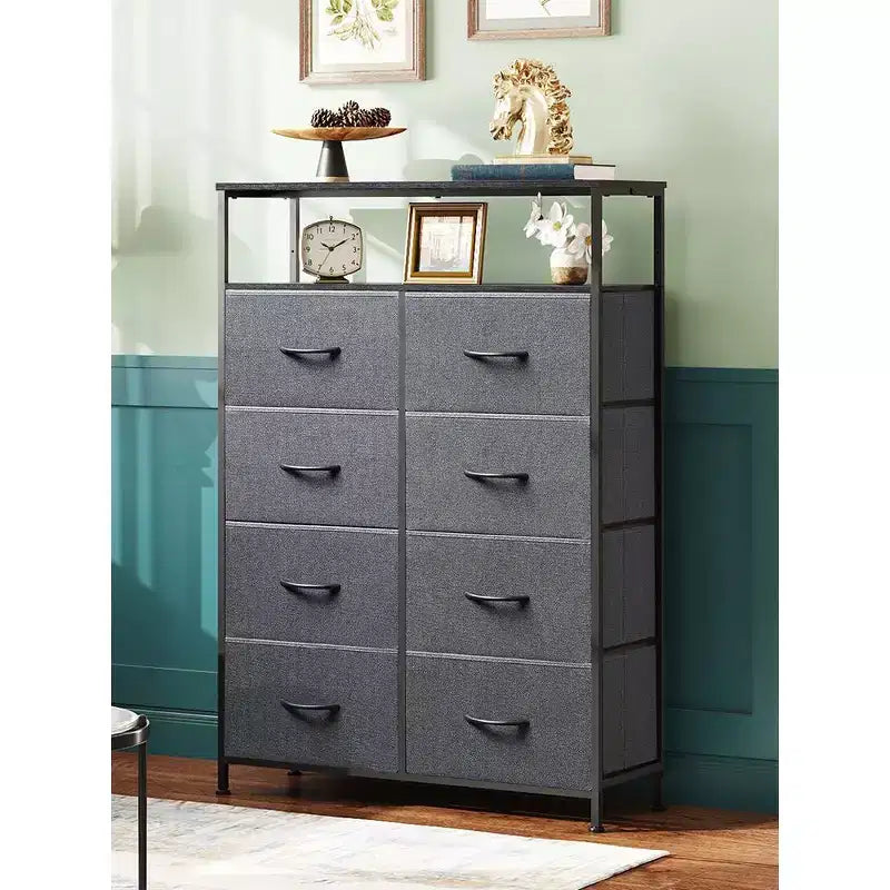 Commode en tissu à 8 tiroirs, tour de rangement haute pour chambre, placard, salon, couloir