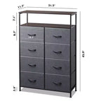 Commode en tissu à 8 tiroirs, tour de rangement haute pour chambre, placard, salon, couloir