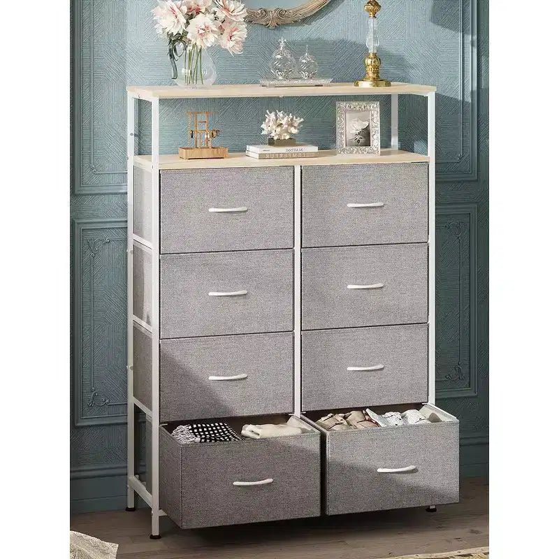 Commode en tissu à 8 tiroirs, tour de rangement haute pour chambre, placard, salon, couloir