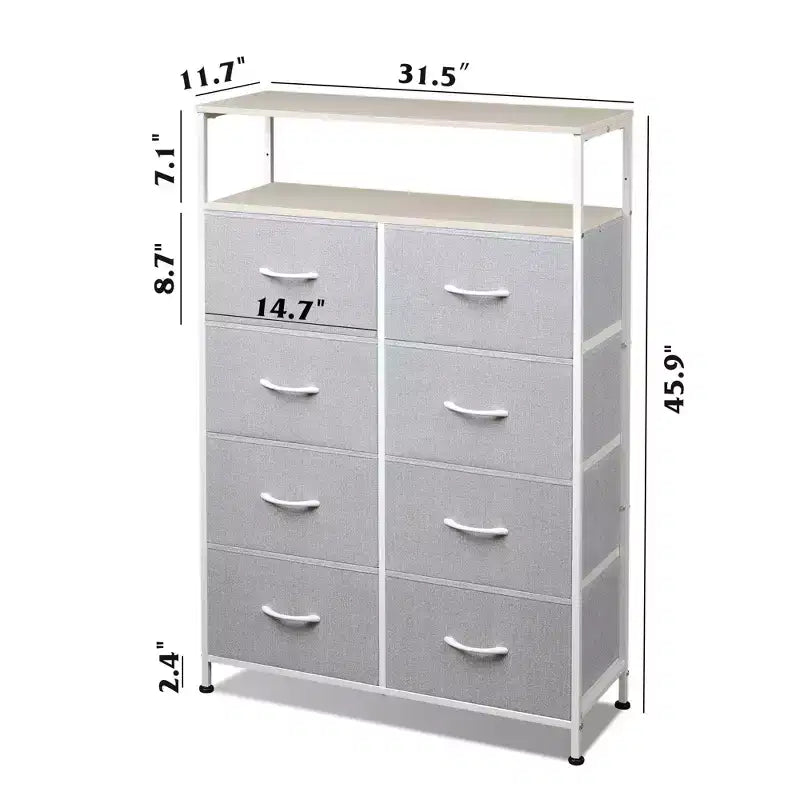 Commode en tissu à 8 tiroirs, tour de rangement haute pour chambre, placard, salon, couloir