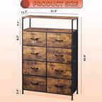 Commode en tissu à 8 tiroirs, tour de rangement haute pour chambre, placard, salon, couloir