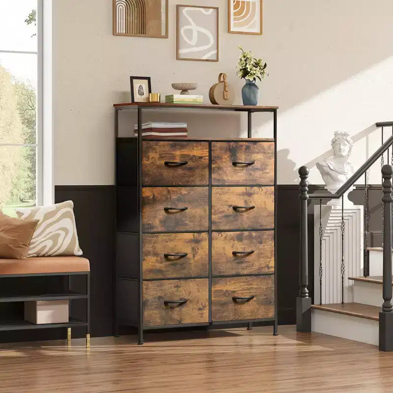 Commode en tissu à 8 tiroirs, tour de rangement haute pour chambre, placard, salon, couloir