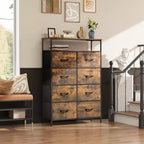 Commode en tissu à 8 tiroirs, tour de rangement haute pour chambre, placard, salon, couloir