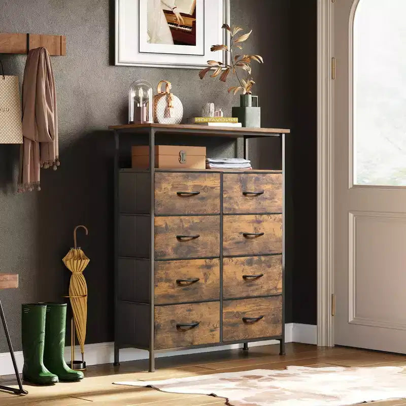 Commode en tissu à 8 tiroirs, tour de rangement haute pour chambre, placard, salon, couloir