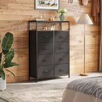 DEXYLLO Fabric Dresser 8 Drawers, Tall Storage Chest Tower for Bedroom, Closet, Living Room, Hallway, Space-Saving Organizer Unit