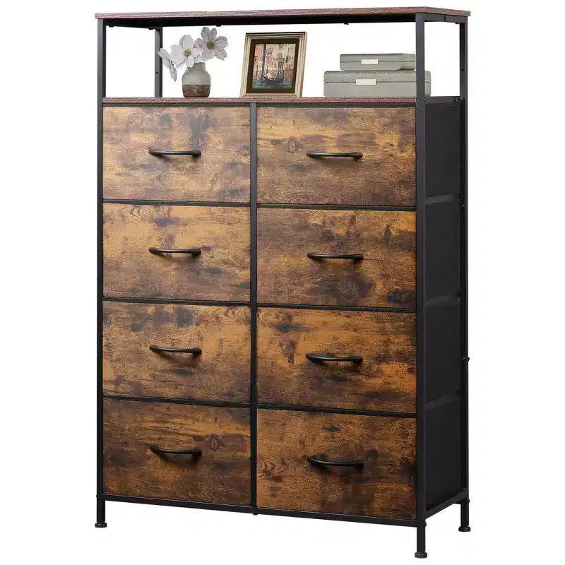 Commode en tissu à 8 tiroirs, tour de rangement haute pour chambre, placard, salon, couloir