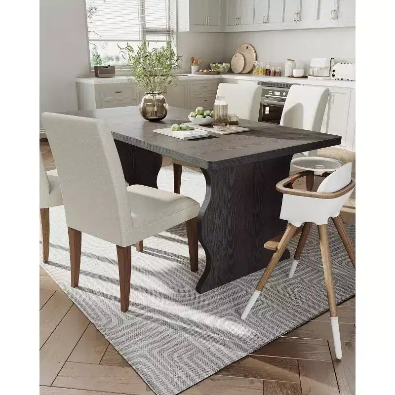 Table à manger moderne pour 4 à 6 personnes, table de cuisine rectangulaire noire de 160 cm