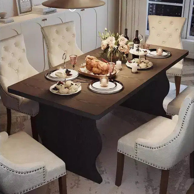 Table à manger moderne pour 4 à 6 personnes, table de cuisine rectangulaire noire de 160 cm