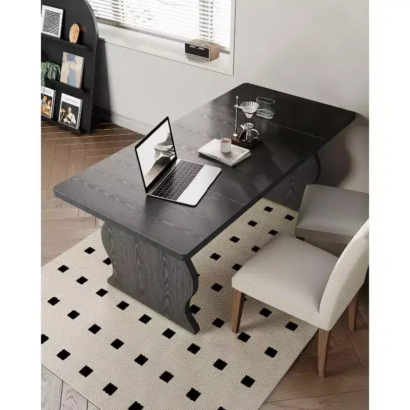 Table à manger moderne pour 4 à 6 personnes, table de cuisine rectangulaire noire de 160 cm