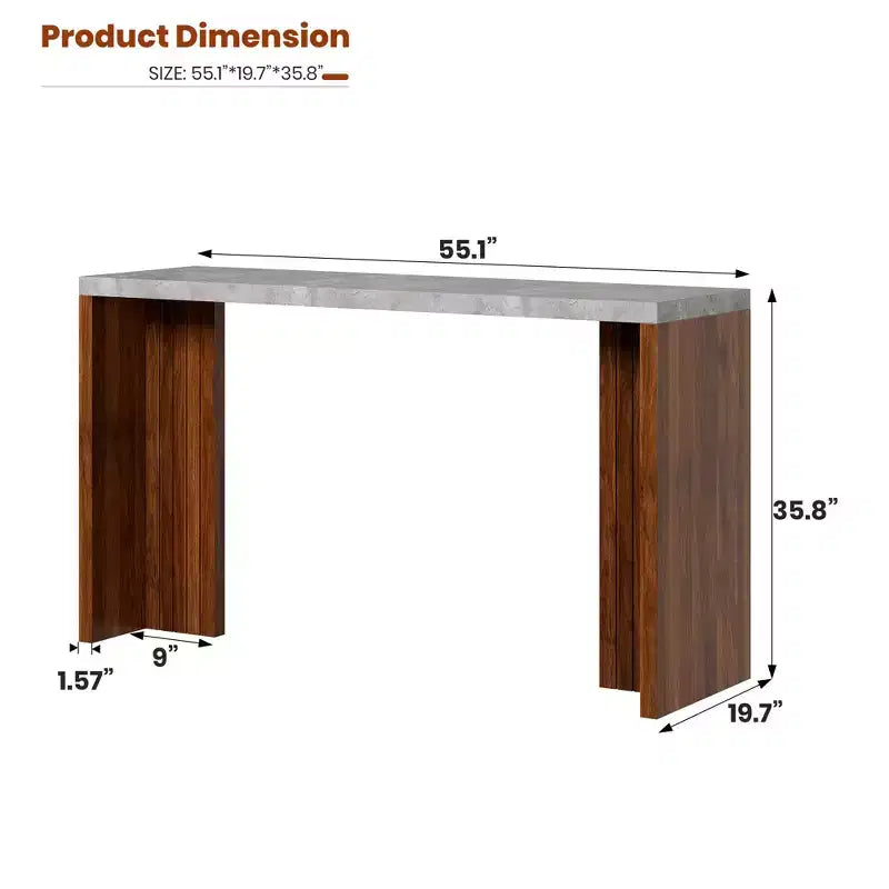 Table de bar pour 4 à 6 personnes - Table de pub haute de 140 cm avec plateau extra-épais, unité de bar de maison rectangulaire moderne pour cuisine