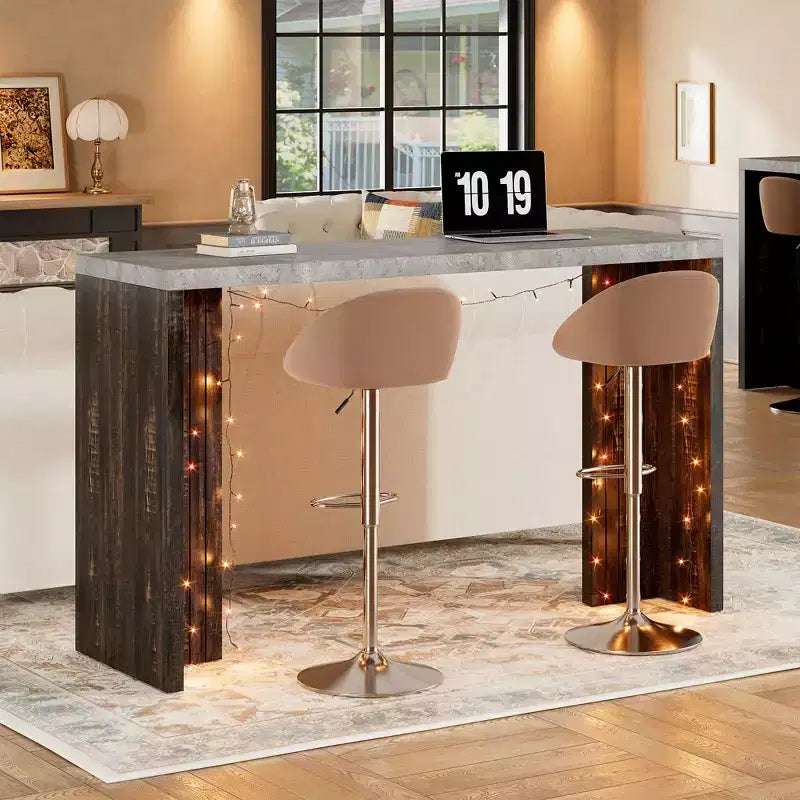 Table de bar pour 4 à 6 personnes - Table de pub haute de 140 cm avec plateau extra-épais, unité de bar de maison rectangulaire moderne pour cuisine
