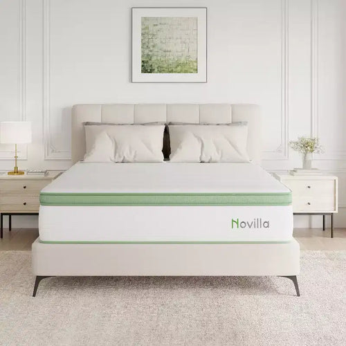 Novilla 12 inch Medium Firm Hybrid Memory Foam/Coil Blend Mattress in a Box, Motion isolation