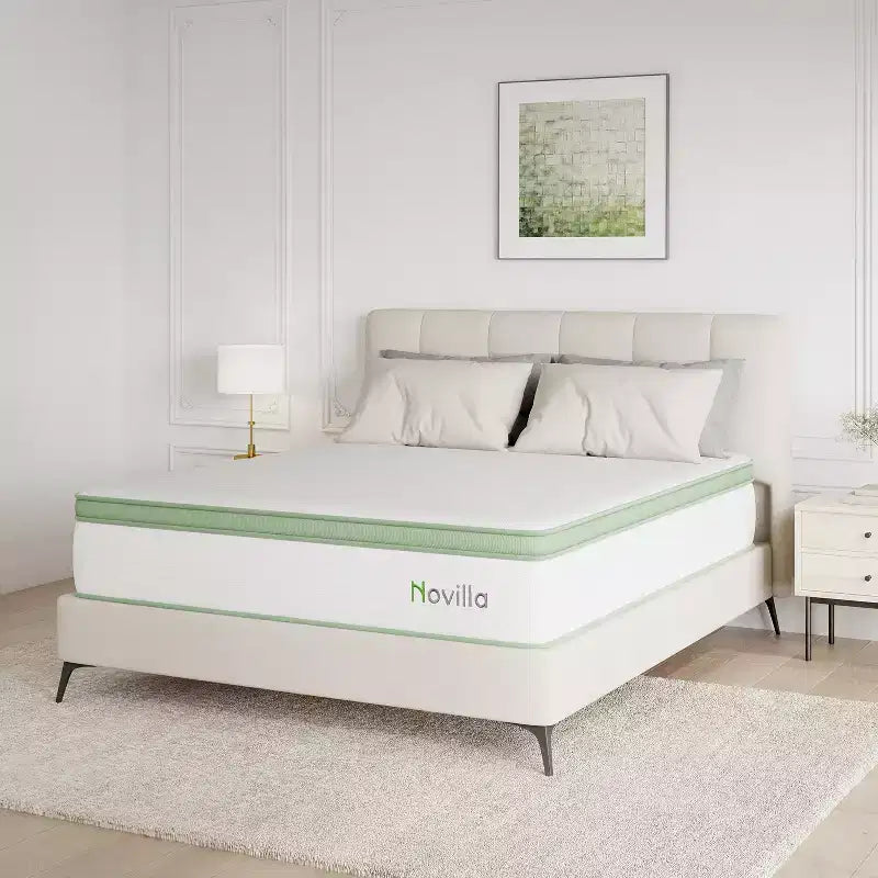 Matelas hybride mi-ferme en boîte de 12 pouces, mousse à mémoire de forme et ressorts ensachés, isolation des mouvements