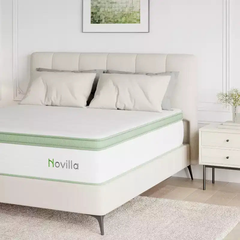 Matelas hybride mi-ferme en boîte de 12 pouces, mousse à mémoire de forme et ressorts ensachés, isolation des mouvements