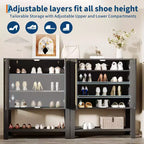 Meuble à chaussures en rotin pour entrée, étagère de rangement étroite de style ferme avec 2 portes pour vestibule, couloir, salon