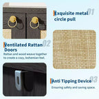Meuble à chaussures en rotin pour entrée, étagère de rangement étroite de style ferme avec 2 portes pour vestibule, couloir, salon