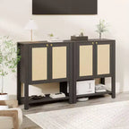 Meuble à chaussures en rotin pour entrée, étagère de rangement étroite de style ferme avec 2 portes pour vestibule, couloir, salon