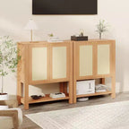 Meuble à chaussures en rotin pour entrée, étagère de rangement étroite de style ferme avec 2 portes pour vestibule, couloir, salon