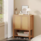 Meuble à chaussures en rotin pour entrée, étagère de rangement étroite de style ferme avec 2 portes pour vestibule, couloir, salon