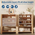 Meuble à chaussures en rotin pour entrée, étagère de rangement étroite de style ferme avec 2 portes pour vestibule, couloir, salon