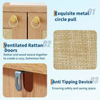Meuble à chaussures en rotin pour entrée, étagère de rangement étroite de style ferme avec 2 portes pour vestibule, couloir, salon